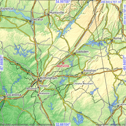 Topographic map of Ashville