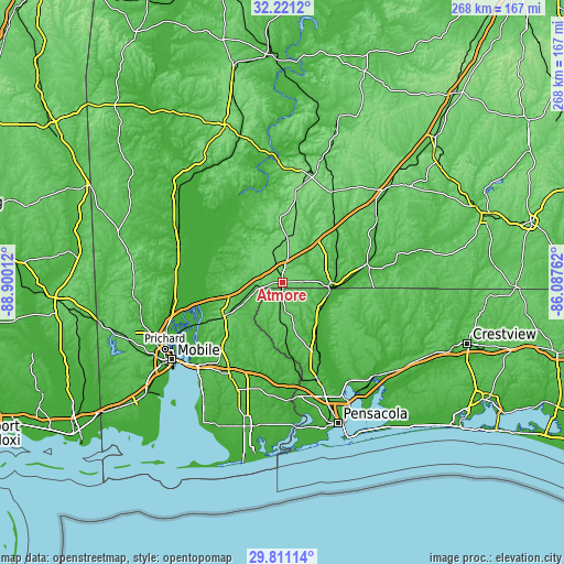 Topographic map of Atmore