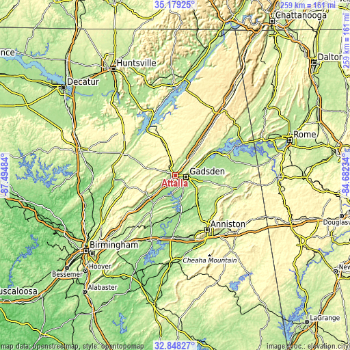 Topographic map of Attalla