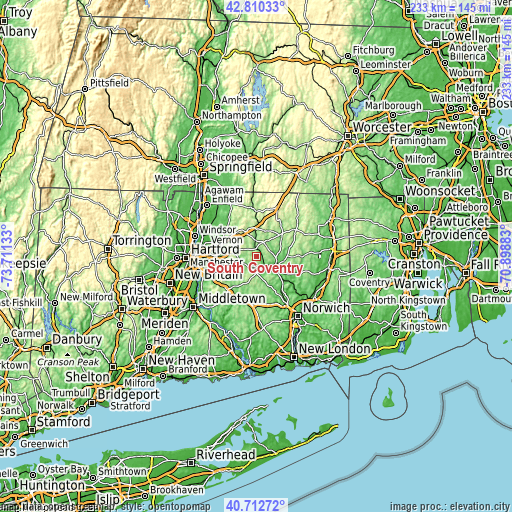 Topographic map of South Coventry