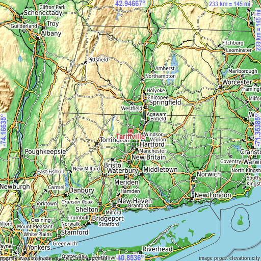 Topographic map of Tariffville