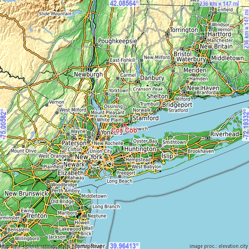 Topographic map of Cos Cob