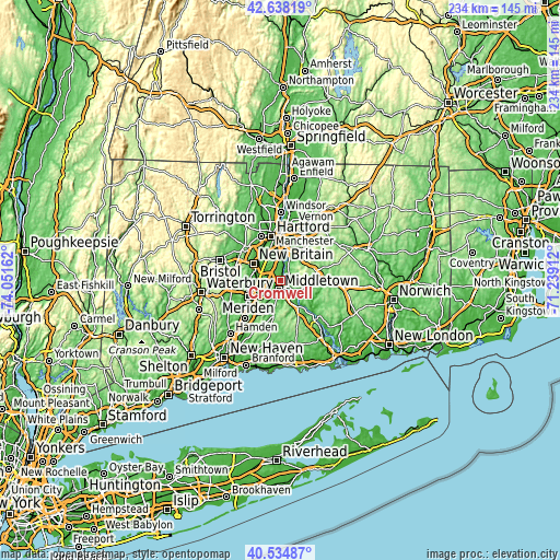 Topographic map of Cromwell