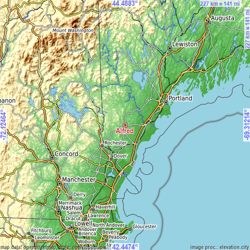 Topographic map of Alfred