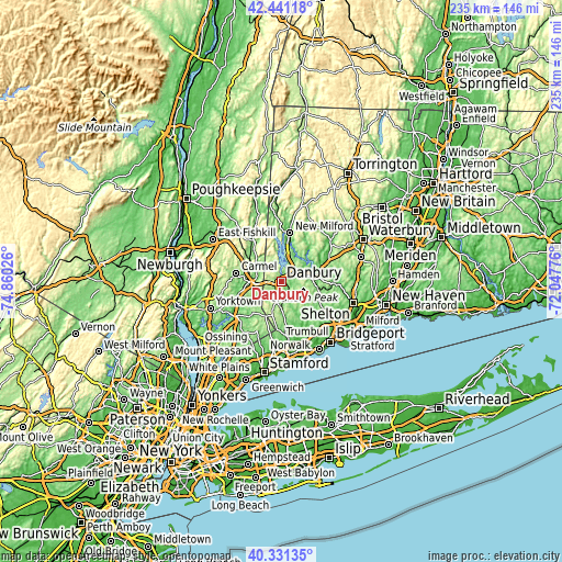 Topographic map of Danbury