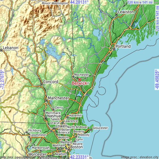 Topographic map of Berwick