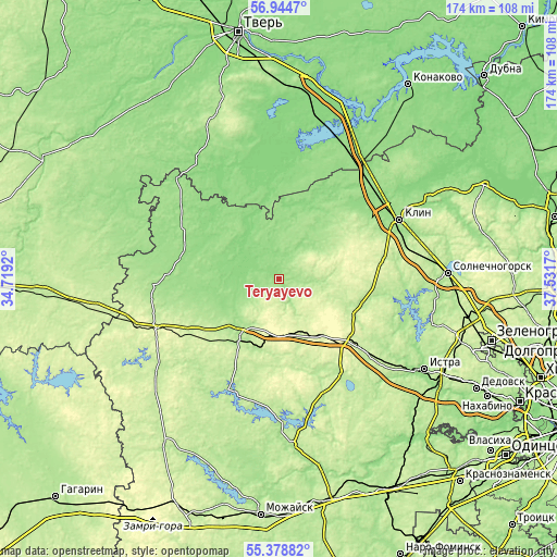 Topographic map of Teryayevo