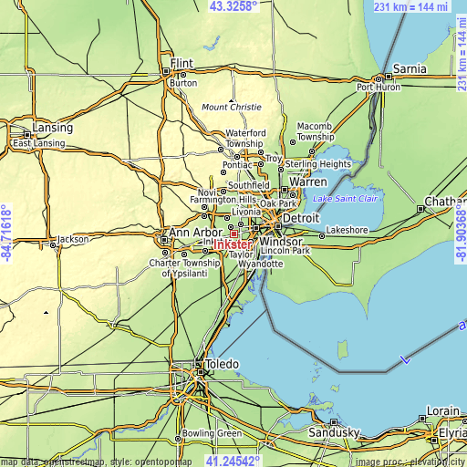 Topographic map of Inkster