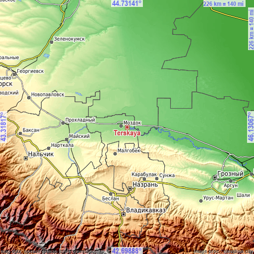 Topographic map of Terskaya