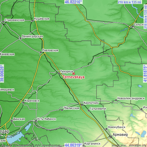 Topographic map of Ternevskaya