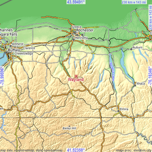 Topographic map of Wayland