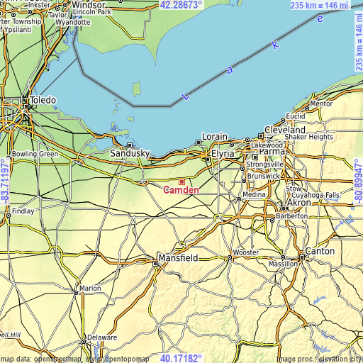 Topographic map of Camden