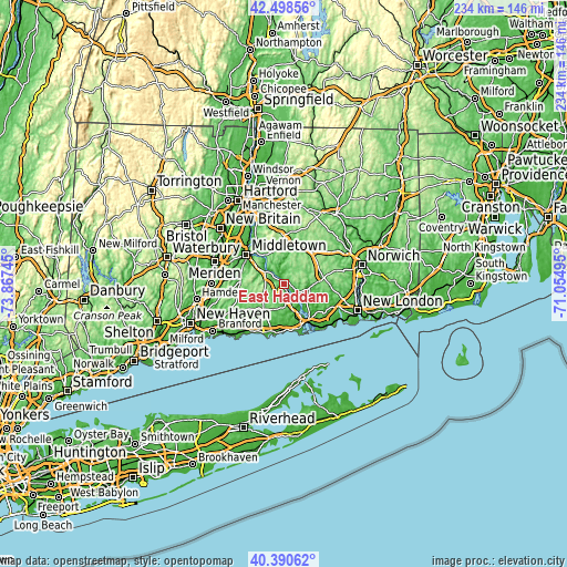 Topographic map of East Haddam