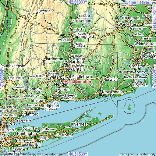 Topographic map of East Hampton