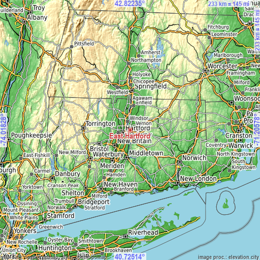 Topographic map of East Hartford