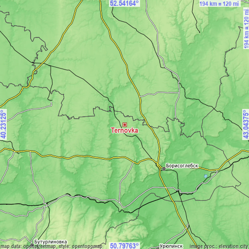 Topographic map of Ternovka