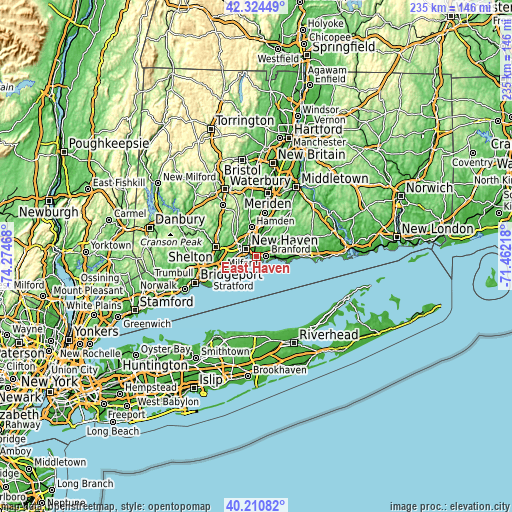 Topographic map of East Haven