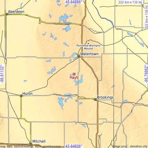 Topographic map of Hayti