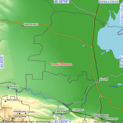 Topographic map of Terekli-Mekteb