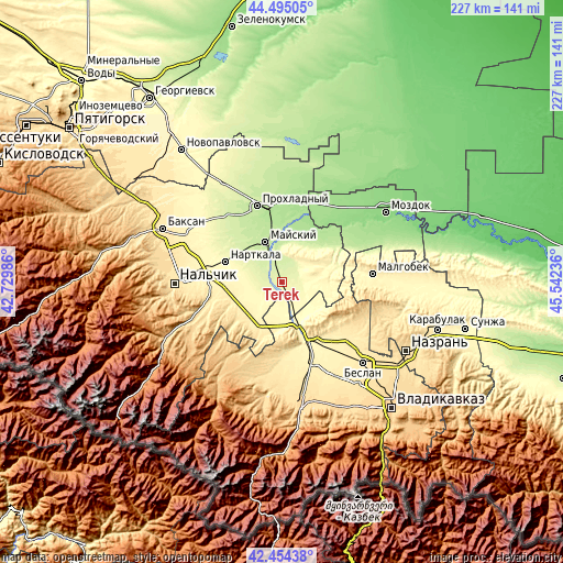 Topographic map of Terek