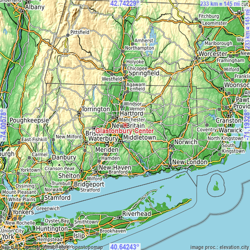 Topographic map of Glastonbury Center