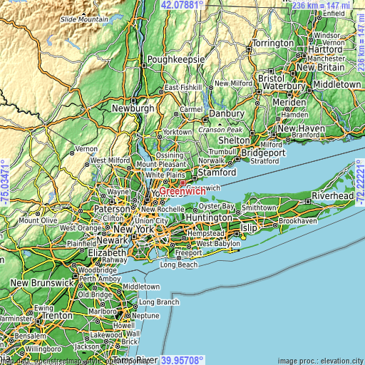 Topographic map of Greenwich