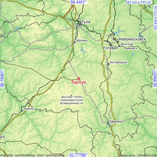 Topographic map of Tëploye