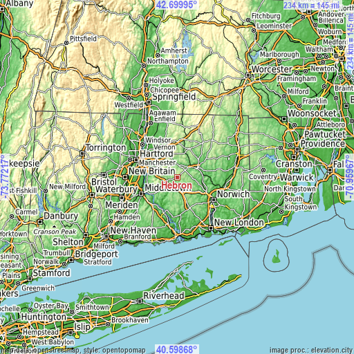 Topographic map of Hebron