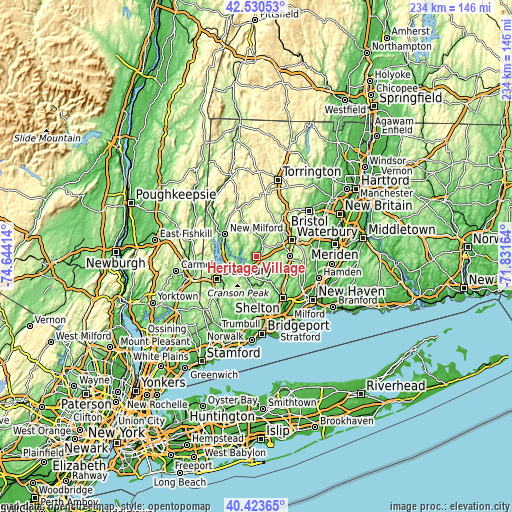 Topographic map of Heritage Village