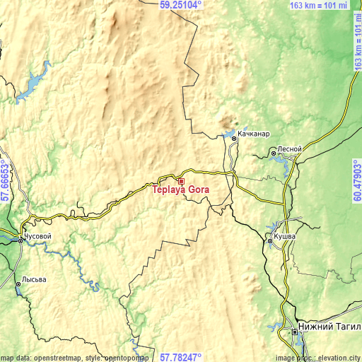 Topographic map of Tëplaya Gora