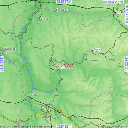 Topographic map of Ten’gushevo