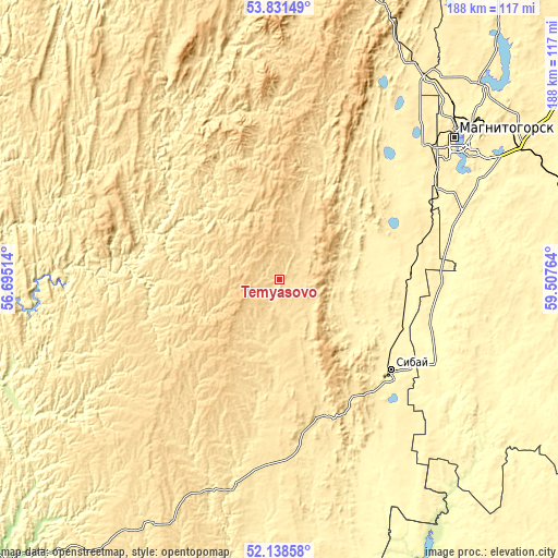 Topographic map of Temyasovo