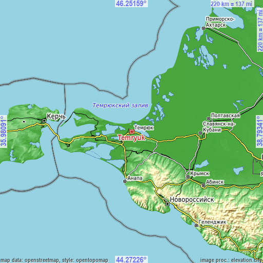 Topographic map of Temryuk