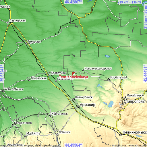 Topographic map of Temizhbekskaya