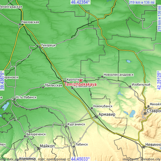 Topographic map of Temizhbekskaya