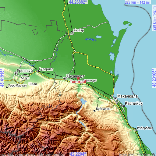 Topographic map of Temiraul