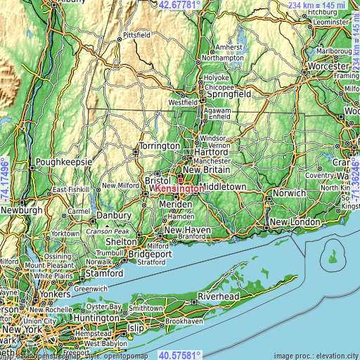 Topographic map of Kensington