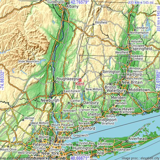 Topographic map of Kent