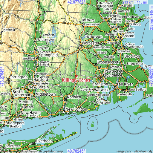 Topographic map of Killingly Center