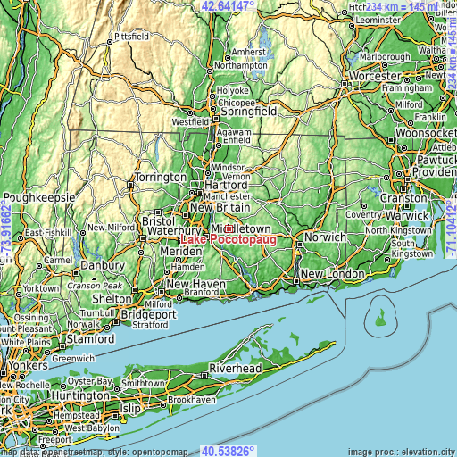 Topographic map of Lake Pocotopaug