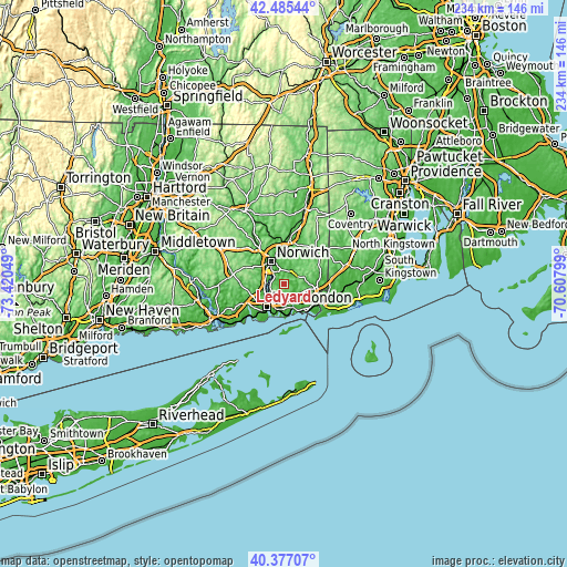 Topographic map of Ledyard