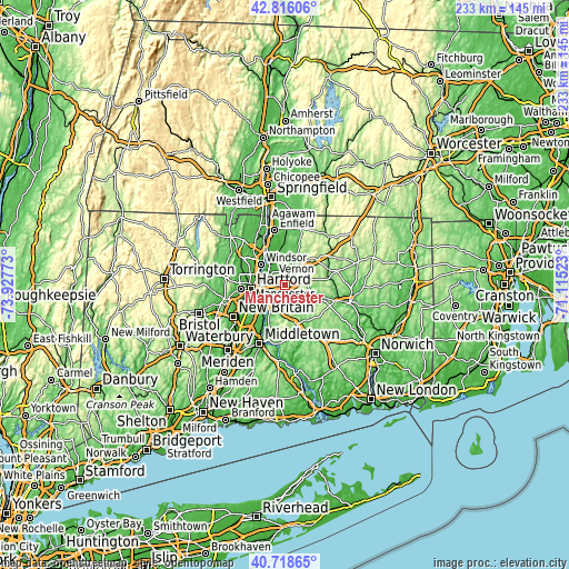 Topographic map of Manchester