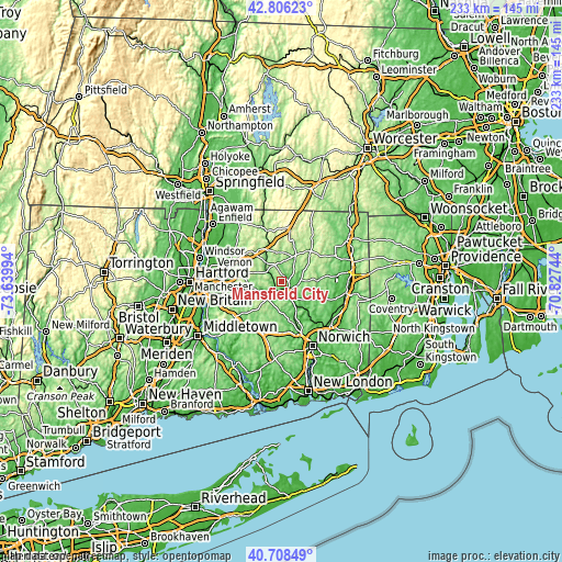 Topographic map of Mansfield City