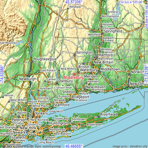 Topographic map of Middlebury