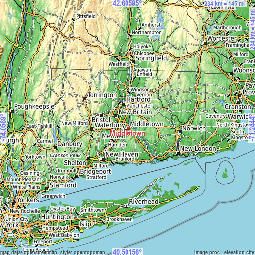 Topographic map of Middletown