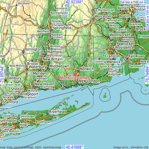 Topographic map of Montville Center