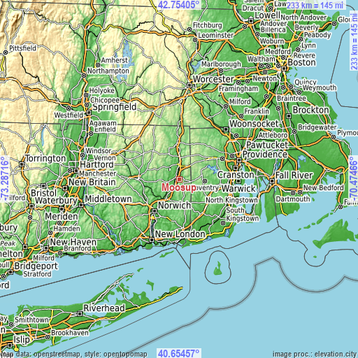 Topographic map of Moosup