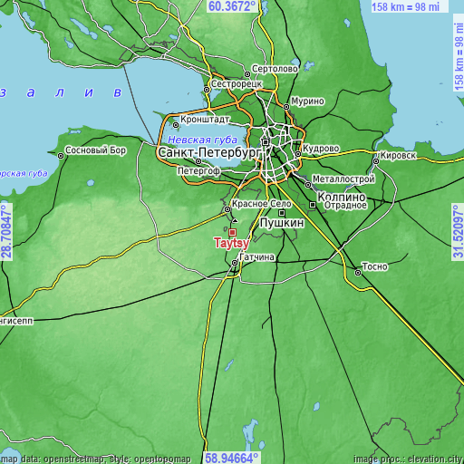 Topographic map of Taytsy