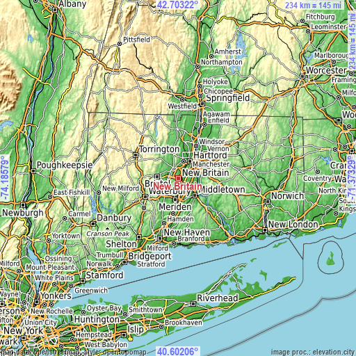 Topographic map of New Britain