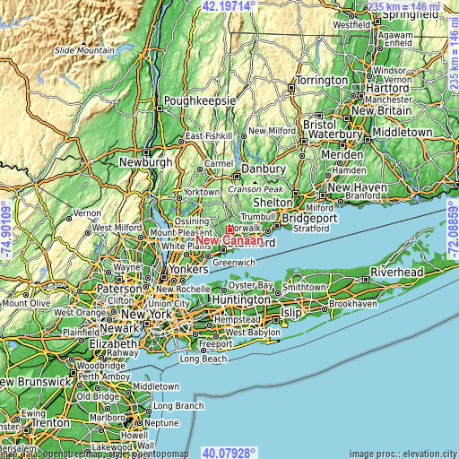 Topographic map of New Canaan